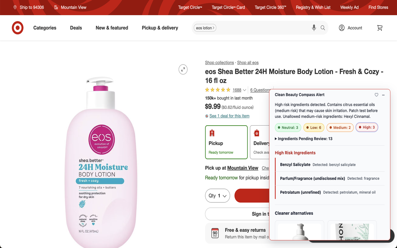 Clean Beauty Compass Extension Screenshot 1
