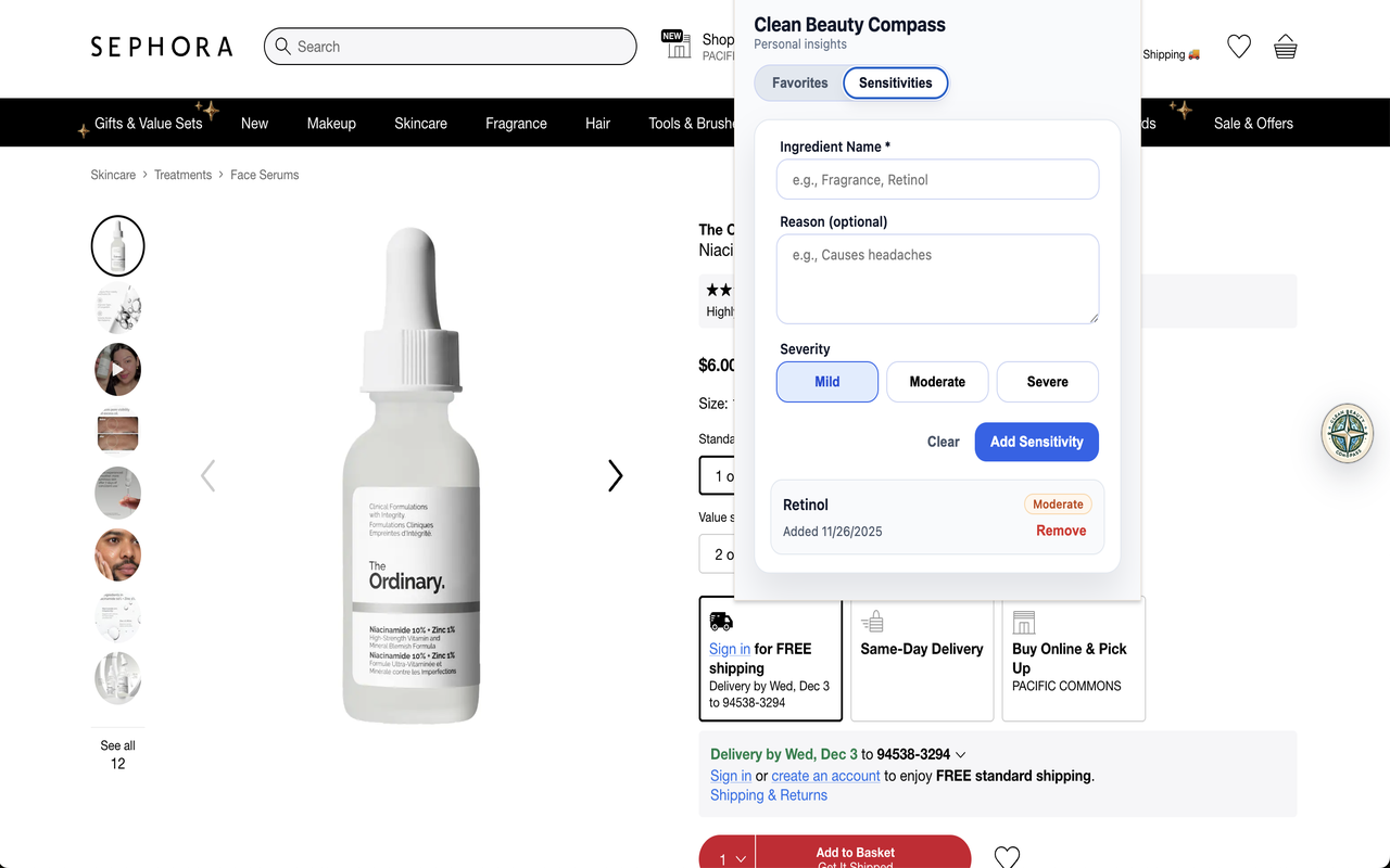 Clean Beauty Compass Extension Screenshot 2