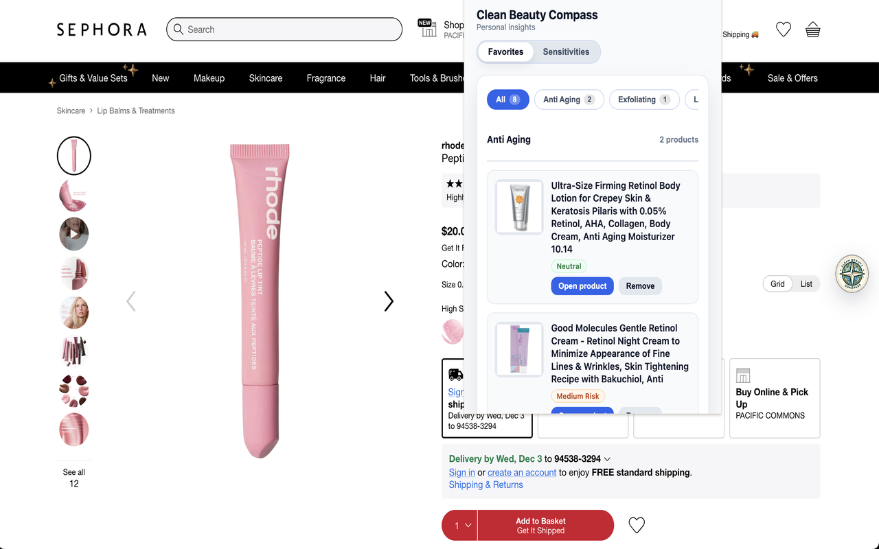 Clean Beauty Compass Extension Screenshot 3